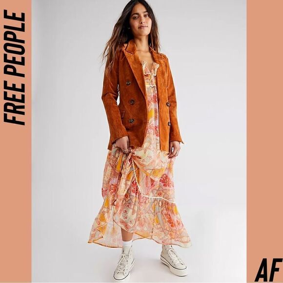 FREE PEOPLE CARMELA MAXI DRESS IN TEA COMBO NEW - Picture 2 of 10